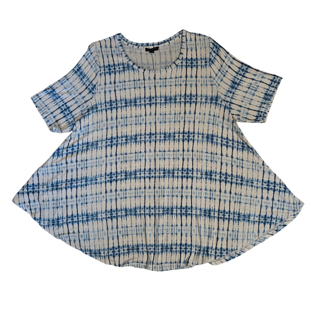 Lane Bryant Blue Tie Dye Swing Top Short Sleeve Tunic Plus Size 22/24